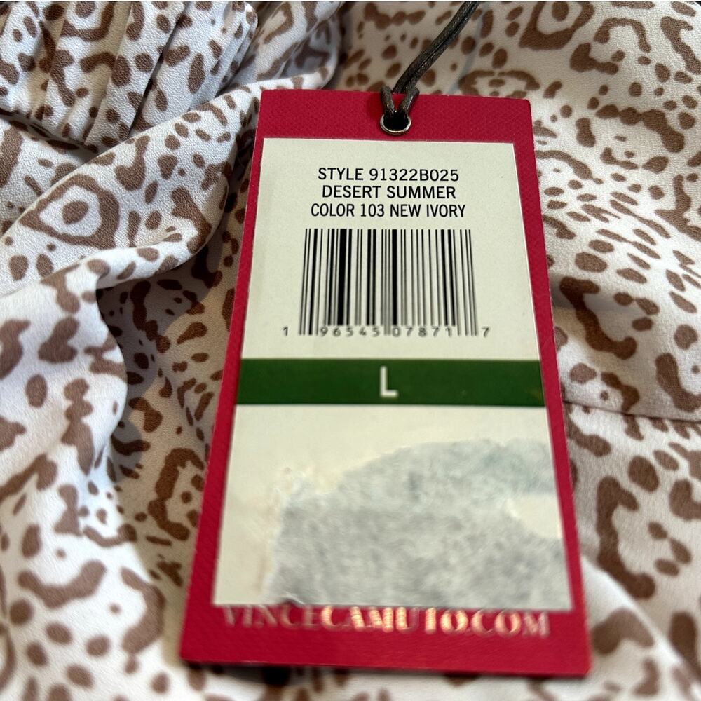 NWT Vince Camuto Ivory Animal Print Sleeveless V-Neck Blouse, Women’s Large - Picture 6 of 6